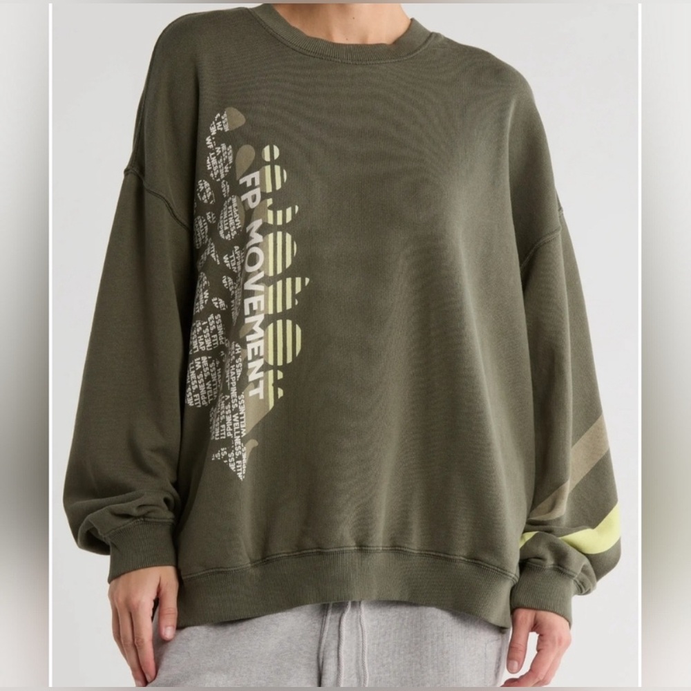 Free People  Movement Olive Green Sweatshirt With Pockets